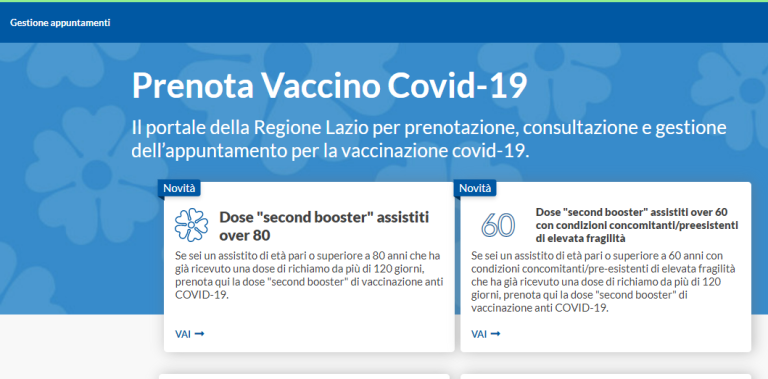 Prenotazione quarta dose over-80 Regione Lazio: la guida passo passo