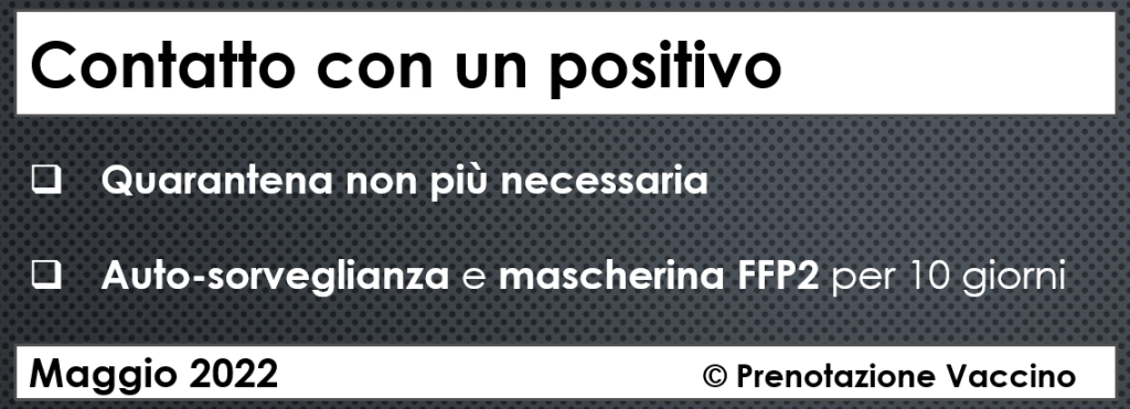 Contatto con un positivo - le regole